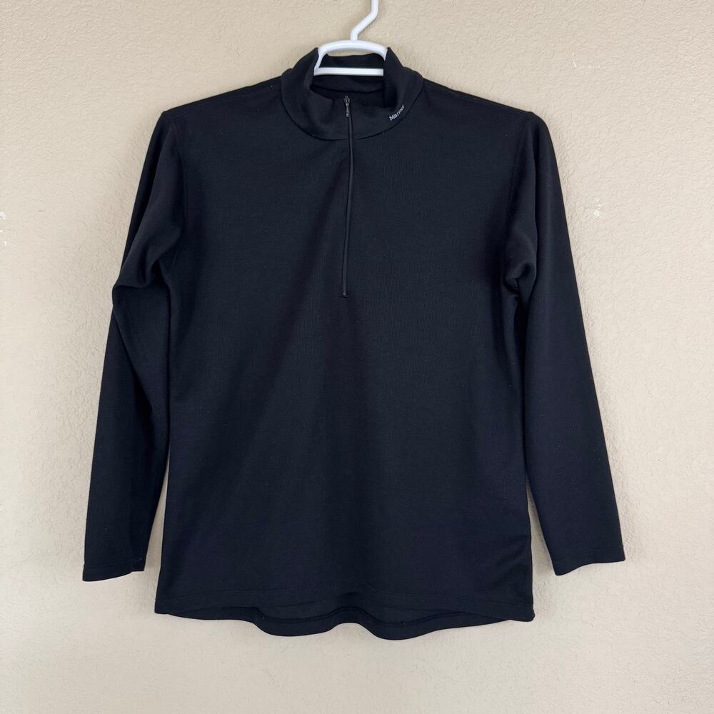Marmot 1/4 Zip Pullover Mens M Black Lightweight Base Layer Performance Fabric